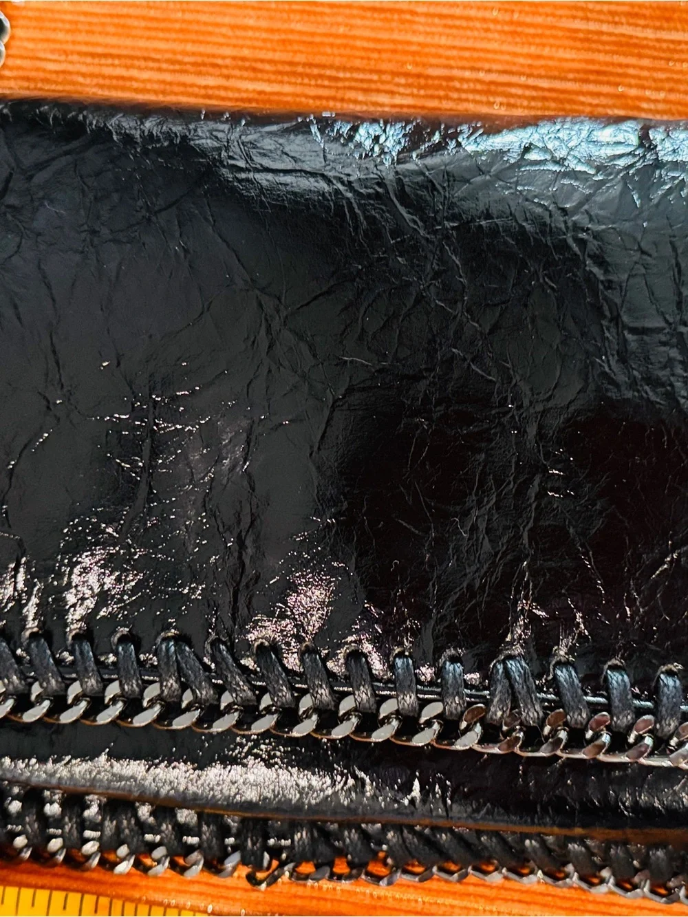 Black Patent Chain Crossbody Bag - Unbranded